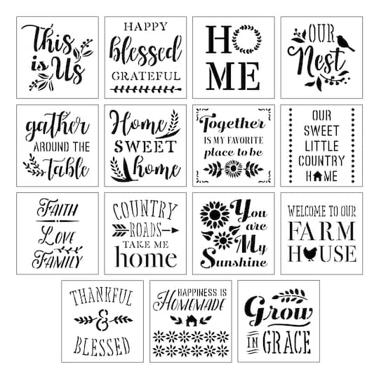 6 Pack: Home Sentiments Stencils by Craft Smart®, 12" x 12"